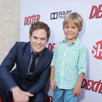 Michael C. Hall y Jadon Wells en la presentación de la octava temporada de Dexter