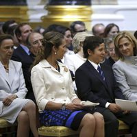 La Infanta Elena, Froilán, la Infanta Cristina y la Infanta Pilar en la misa conmemorativa del centenario del nacimiento del Conde de Barcelona