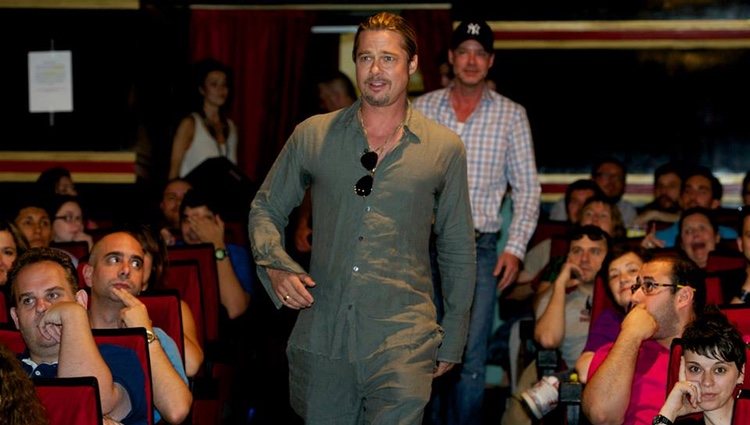 Brad Pitt en la presentación sorpresa de 'Guerra Mundial Z' en Madrid