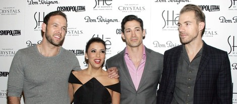 Ernesto Arguello, Eva Longoria, Ben Patton y Tim Lopez en la apertura del restaurante She by Morton's