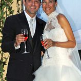 Xavi Hernández y Nuria Cunillera, sonrientes en el día de su boda