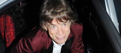 Mick Jagger llegando a la celebración de su 70 cumpleaños