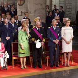 Los reyes de Bélgica y los príncipes herederos durante el acto de investidura