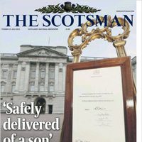 Portada de The Scotsman con el nacimiento del hijo de los Duques de Cambridge
