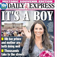 Portada de Daily Express con el nacimiento del hijo de los Duques de Cambridge