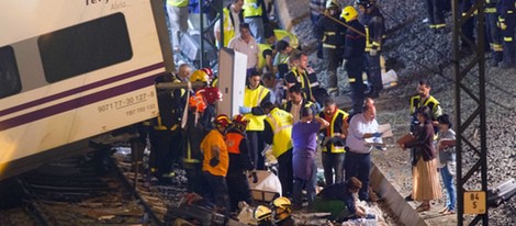 Descarrilamiento de un tren en Santiago de Compostela
