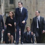 Alberto Núñez Feijoo, Elvira Fernández y Mariano Rajoy en el funeral por las víctimas del tren de Santiago