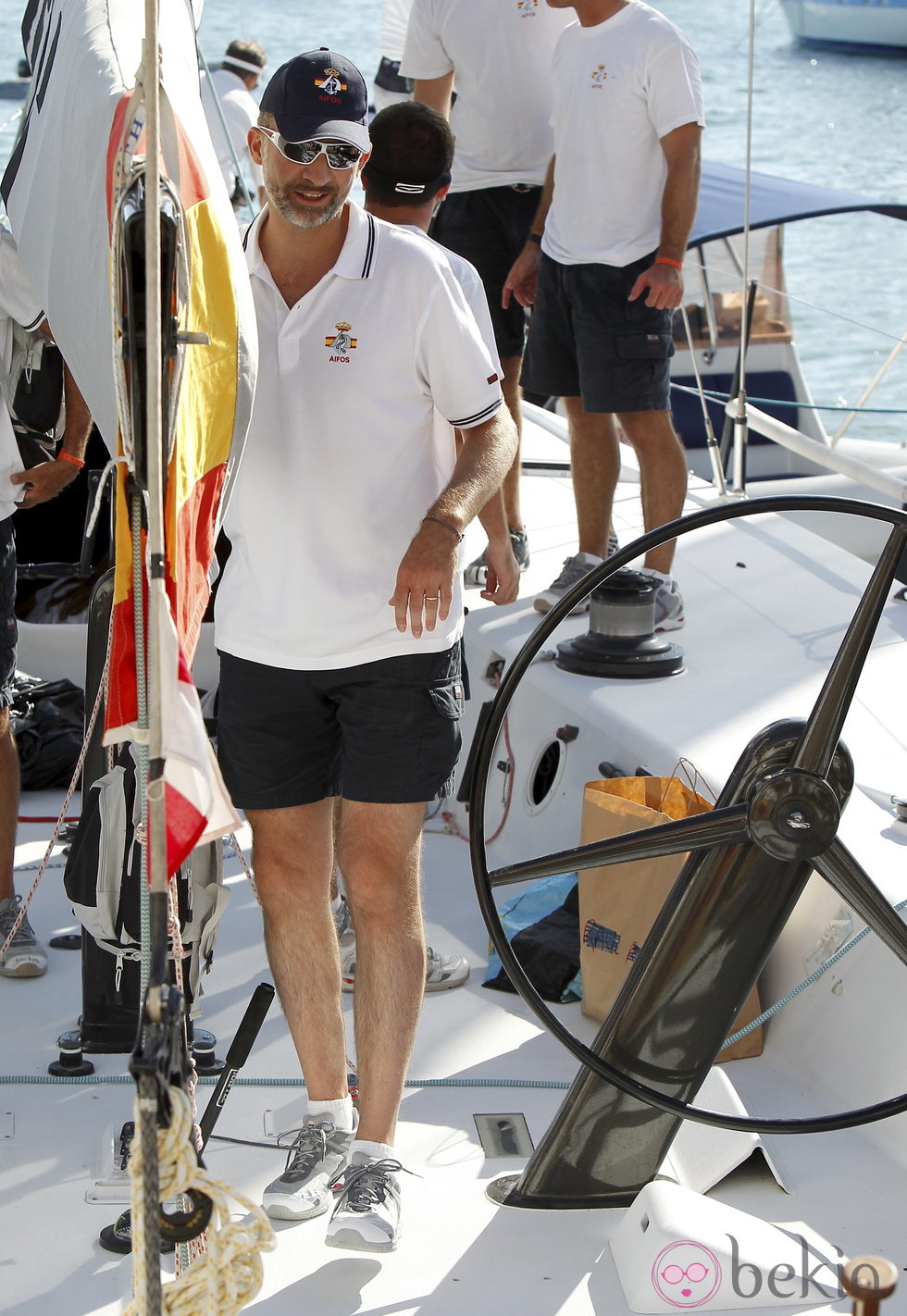 El Príncipe Felipe a bordo del Aifos en la Copa del Rey de Vela de Mallorca