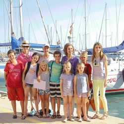 La Infanta Elena, la Reina Sofía y la Princesa Letizia con los pequeños de la Familia Real en Mallorca