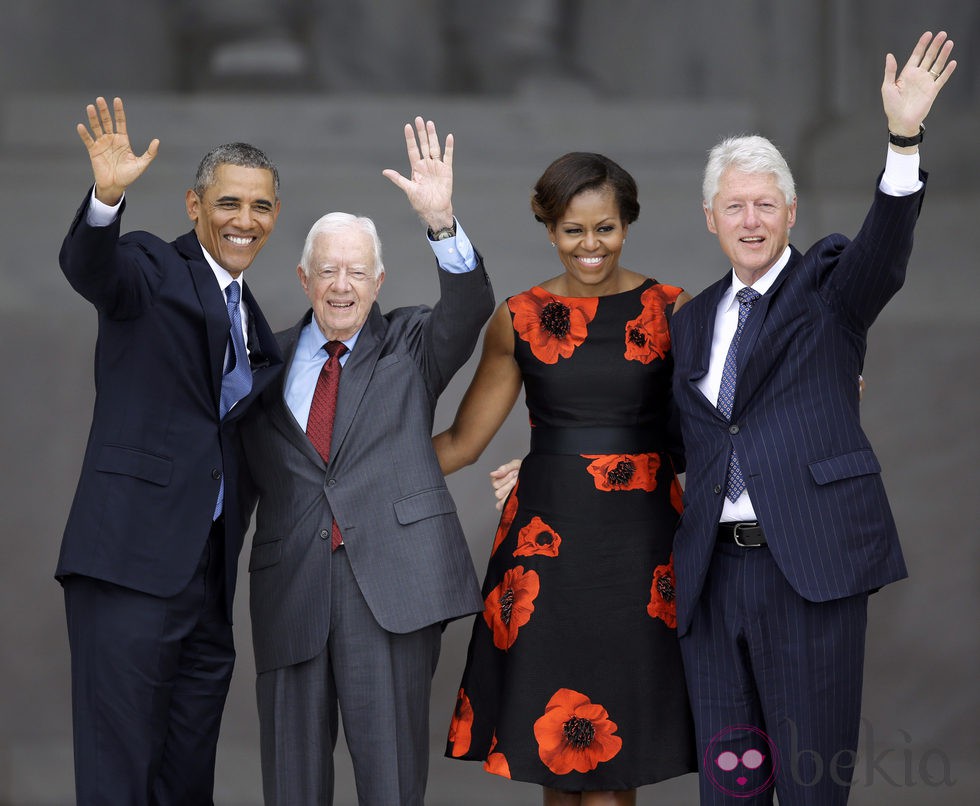 Barack Obama, Jimmy Carter, Michelle Obama y Bill Clinton conmemorando a Martin Luther King