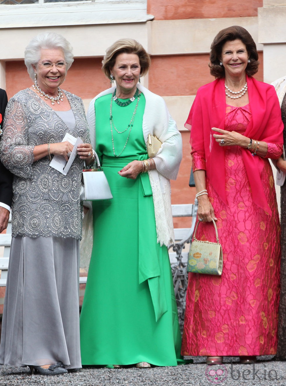 La Princesa Cristina, Sonia de Noruega y Silvia de Suecia en la boda de Gustaf Magnusson y Vicky Andren