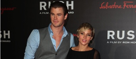 Elsa Pataky y Chris Hemsworth en la fiesta posterior al estreno de 'Rush'