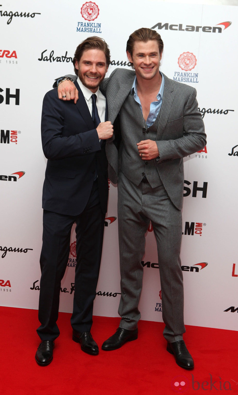 Chris Hemsworth y Daniel Brühl en el estreno de 'Rush'