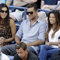 Eva Longoria y Ricky Martin en las gradas del US Open de tenis femenino