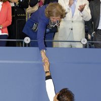 Rafa Nadal saluda a la Reina Sofía tras ganar el US Open 2013
