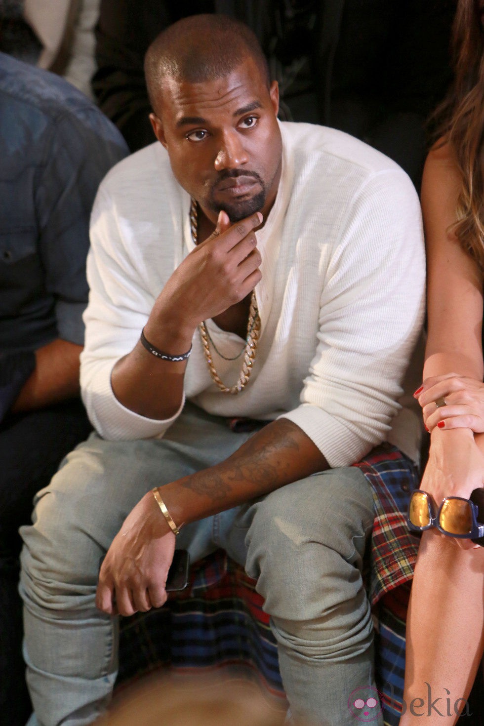Kanye West en el desfile primavera/verano 2014 de Diesel en la Semana de la Moda de Nueva York