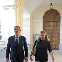 Pedro López Quesada y Cristina de Borbón-Dos Sicilias en el funeral del Marqués de Malpica