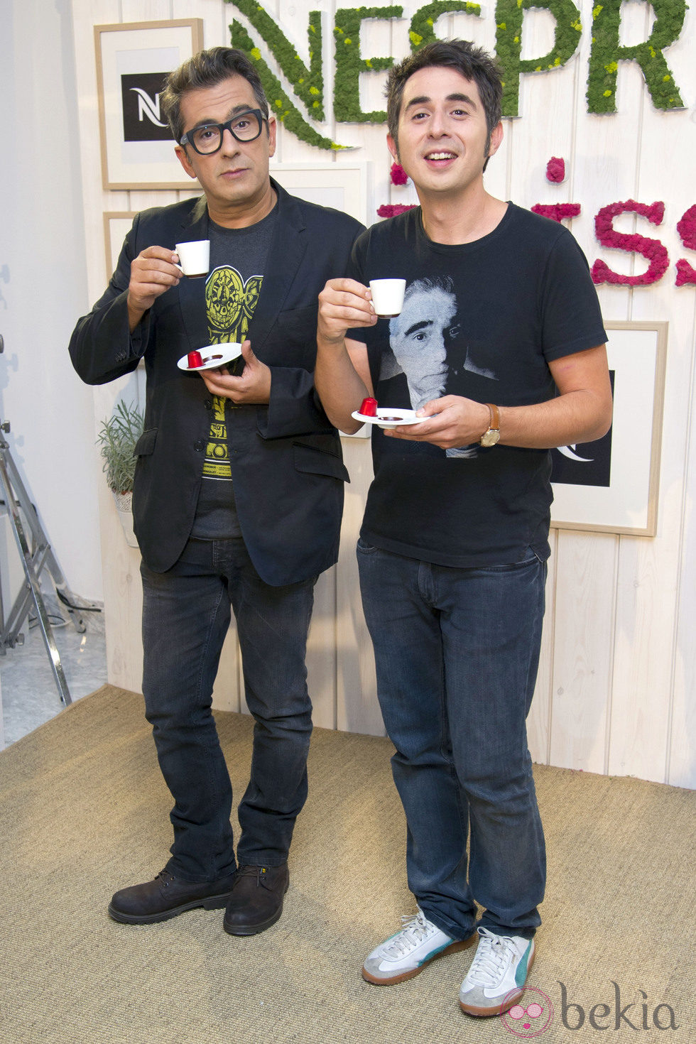 Andreu Buenafuente y Berto Romero en un acto promocional de una marca de cafeteras