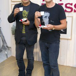 Andreu Buenafuente y Berto Romero en un acto promocional de una marca de cafeteras