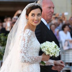 Claire Lademacher vestida de novia en su boda con Félix de Luxemburgo