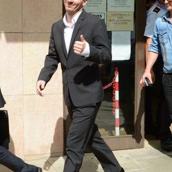 Leo Messi a su salida del Juzgado tras declarar por un presunto delito de evasión fiscal