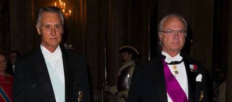 El presidente de Portugal y el Rey de Suecia en una cena de gala en el Palacio Real