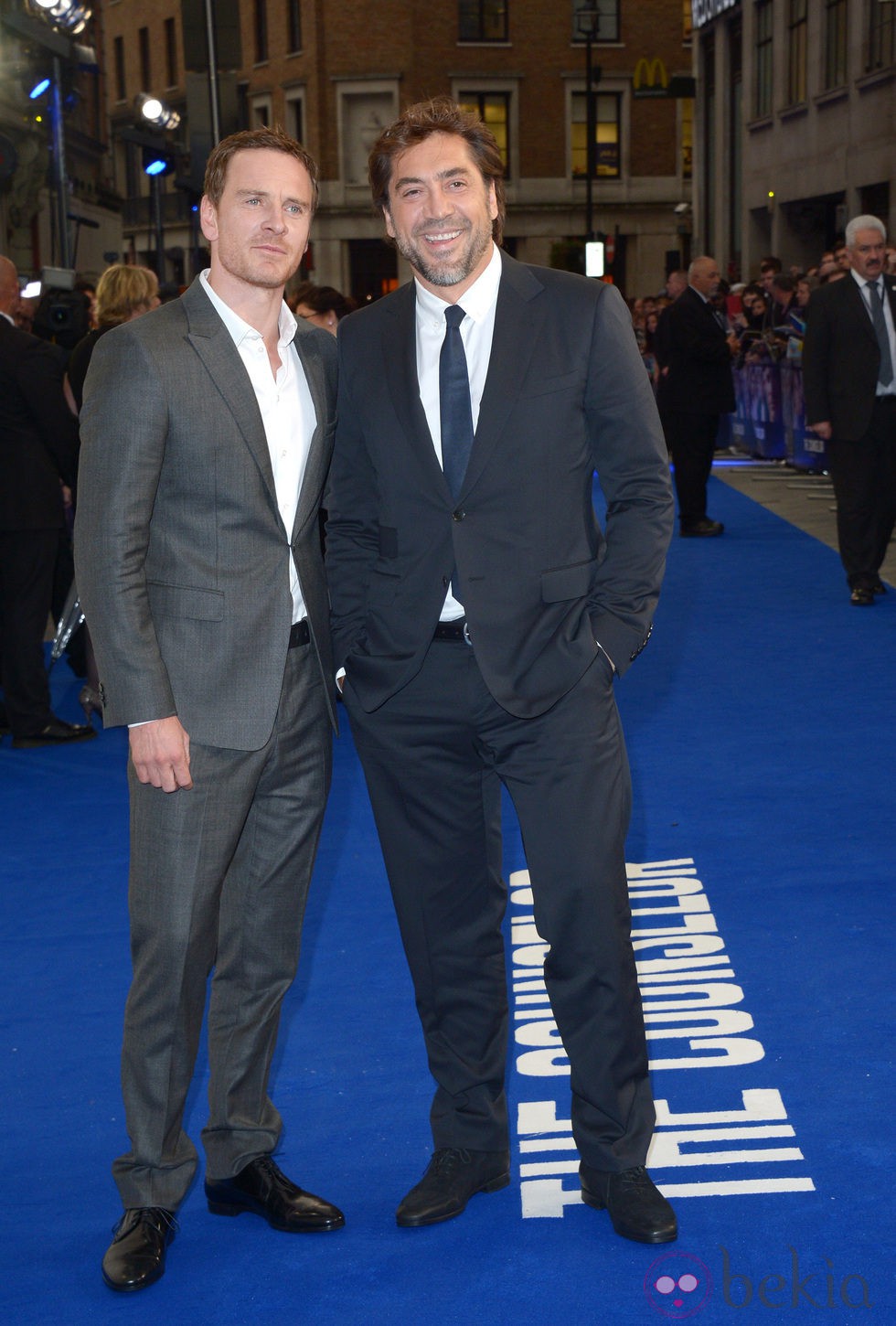 Michael Fassbender y Javier Bardem en el estreno de 'El Consejero' en Londres