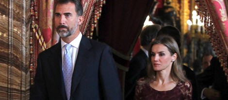Los Príncipes Felipe y Letizia en la recepción del Día de la Hispanidad 2013
