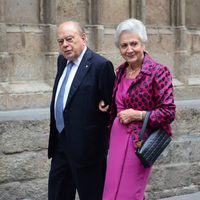 El ex político Jordi Pujol y su mujer durante la boda de Pablo Lara y Anna Brufau en Barcelona