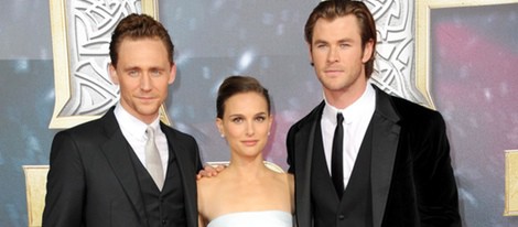 Tom Hiddleston,Natalie Portman y Chris Hemsworth en la premiere de 'Thor: El mundo oscuro' en Berlín