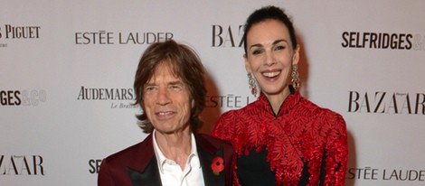 Mick Jagger y L'Wren Scott en la fiesta Harper's Bazaar Mujer del Año 2013