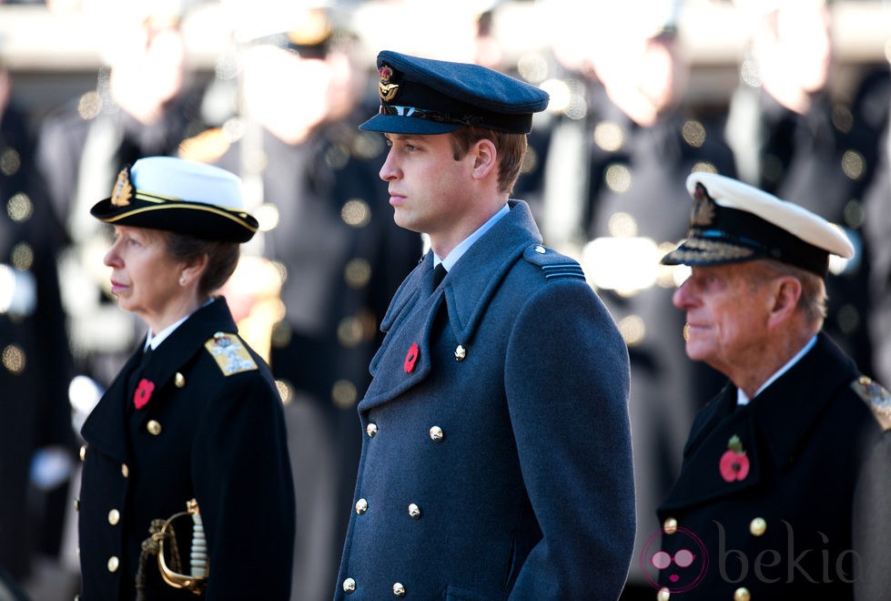 La Princesa Ana, el Príncipe Guillermo y el Duque de Edimburgo en el Día de los Caídos 2013