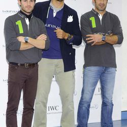 Juan Mata, Rafa Medina y Luis Figo en un acto de la Asociación Pauta de Madrid