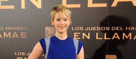 Jennifer Lawrence en la presentación de 'Los Juegos del Hambre: En llamas' en Madrid