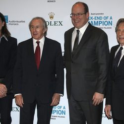 Carolina de Mónaco, Jackie Stewart, Alberto de Mónaco y Roman Polanski en el estreno de 'Weekend of a champion'