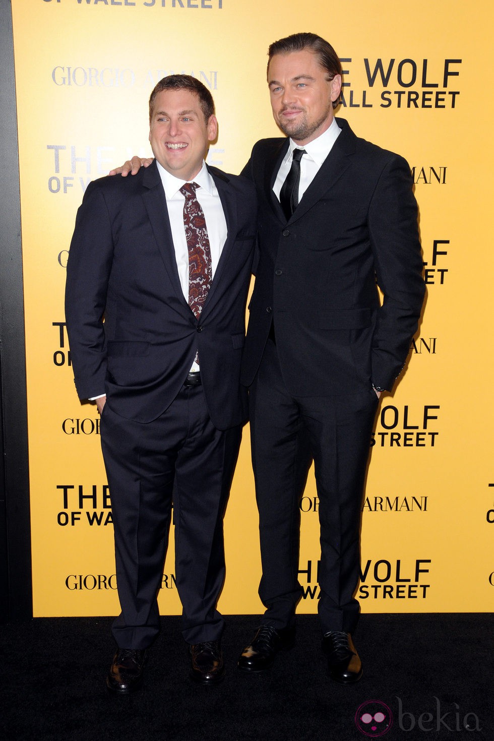 Jonah Hill y Leonardo DiCaprio en el estreno de 'El lobo de Wall Street' en Nueva York