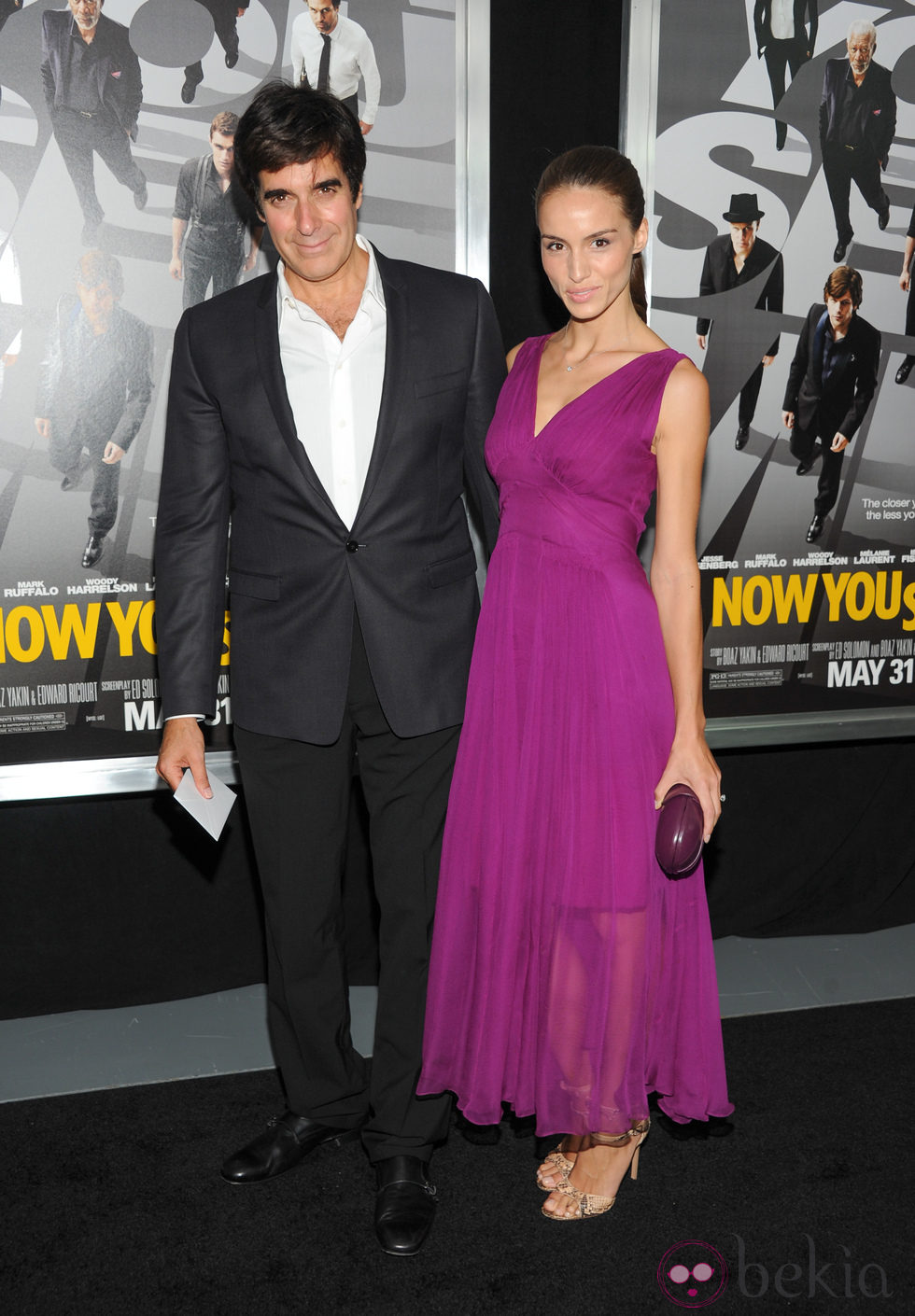 David Copperfield y Chloe Gosselin en la premier de 'Ahora me ves...'