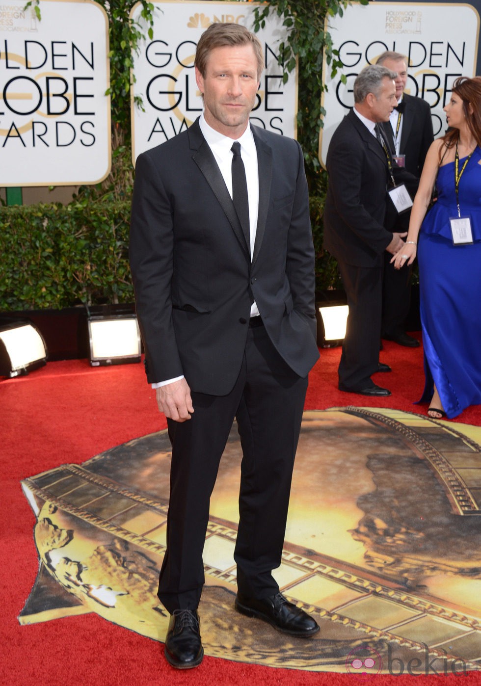 Aaron Eckhart en la alfombra roja de los Globos de Oro 2014