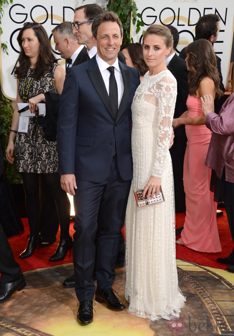 Seth Meyers en la alfombra roja de los Globos de Oro 2014