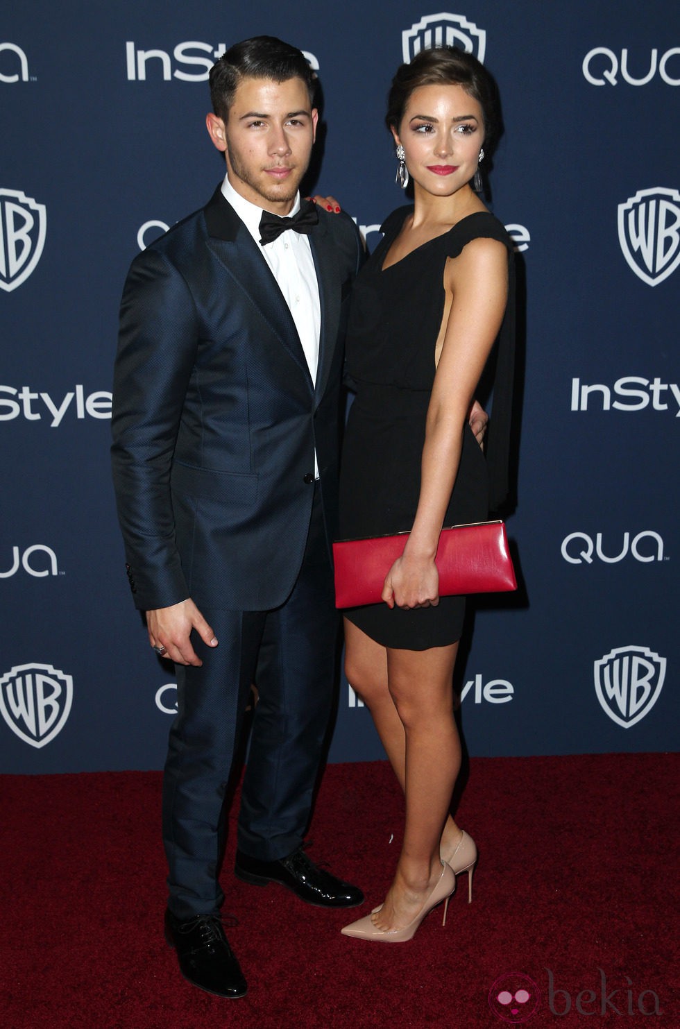 Nick Jonas y Olivia Culpo en la fiesta Warner Bros. tras los Globos de Oro 2014