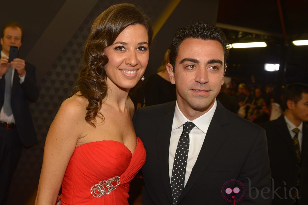 Xavi Hernández y Nuria Cunillera en la entrega del Balón de Oro 2013