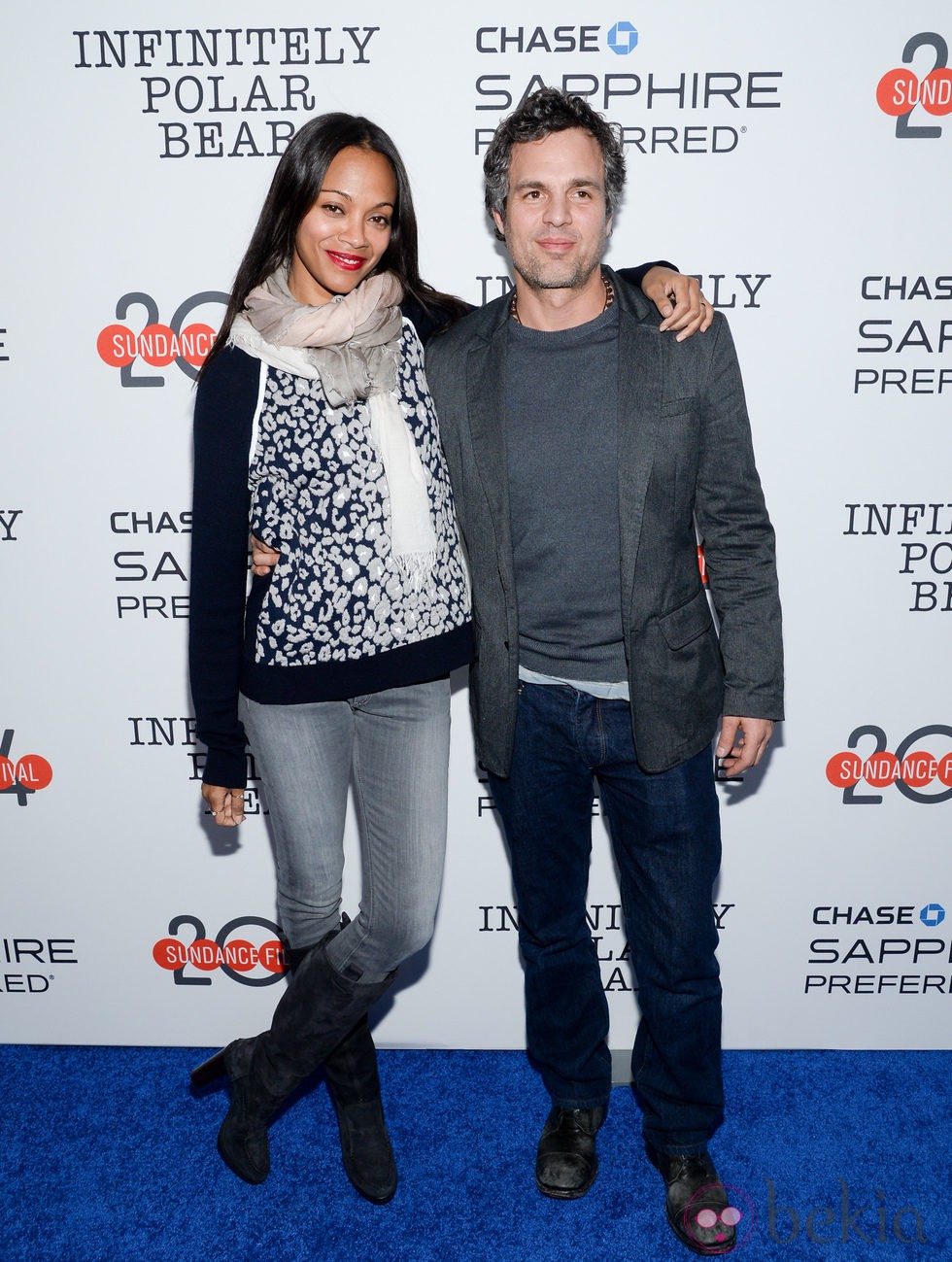 Zoe Saldaña y Mark Ruffalo en el estreno de 'Infinitely Polar Bear' en el festival de cine 'Sundance' 2014