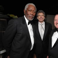 Morgan Freeman, Alan Horn y John Lasseter en la gala de entrega de los Producers Guild Awards 2014