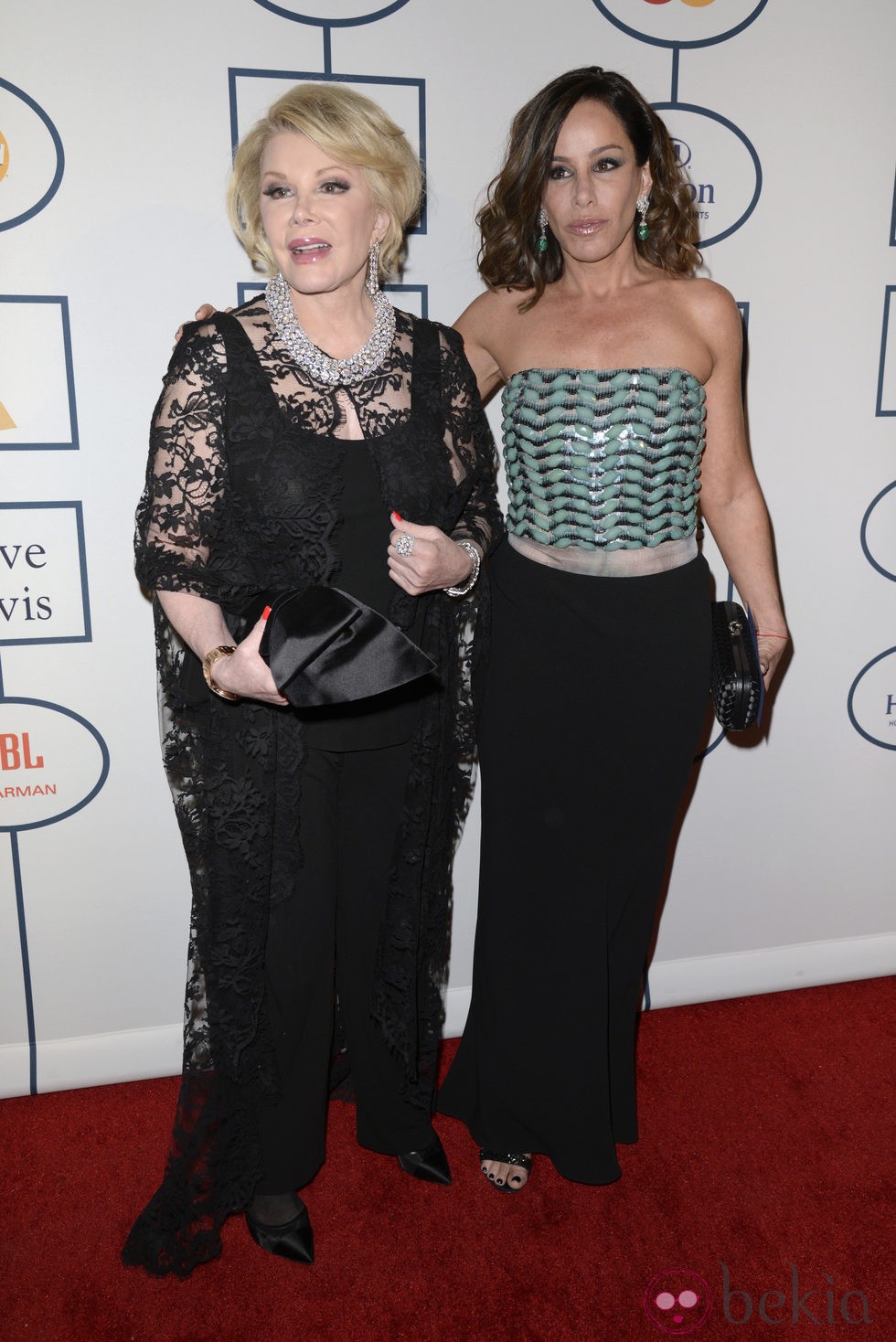 Joan Rivers y Melissa Rivers en la fiesta Pre-Grammy 2014 de Clive Davis