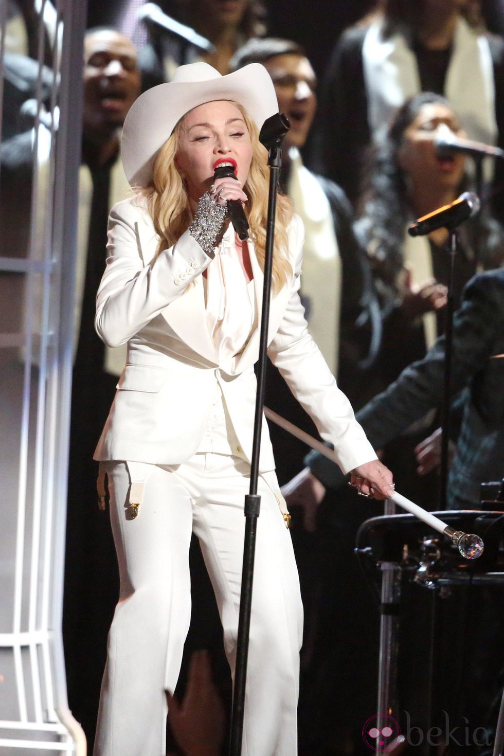 Madonna durante su actuación en los Premios Grammy 2014