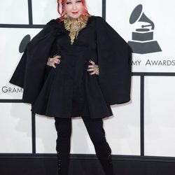 Cyndi Lauper en la alfombra roja de los Grammy 2014