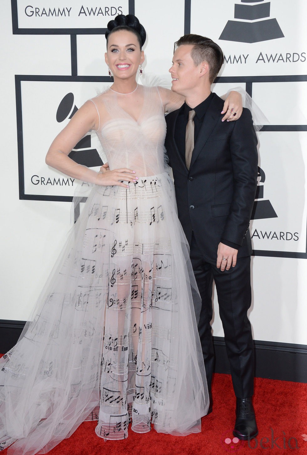 Katy Perry y su hermano David Hudson en los Grammy 2014