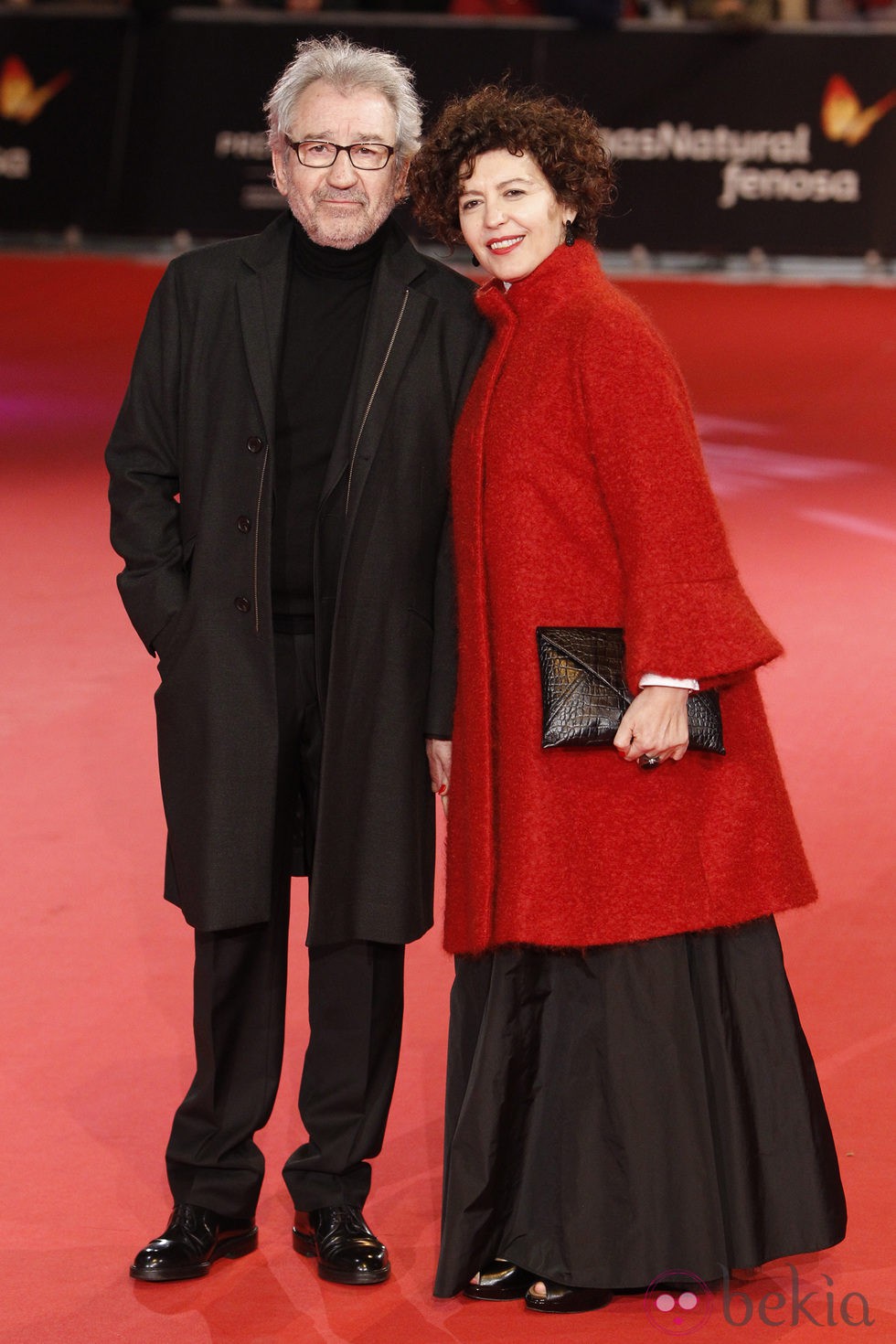 José Sacristán y su mujer en la alfombra roja de los Premios Feroz 2014
