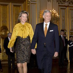 Felipe y Matilde de Bélgica en la primera recepción del año como Reyes
