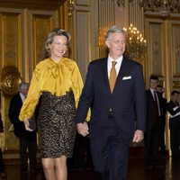 Felipe y Matilde de Bélgica en la primera recepción del año como Reyes